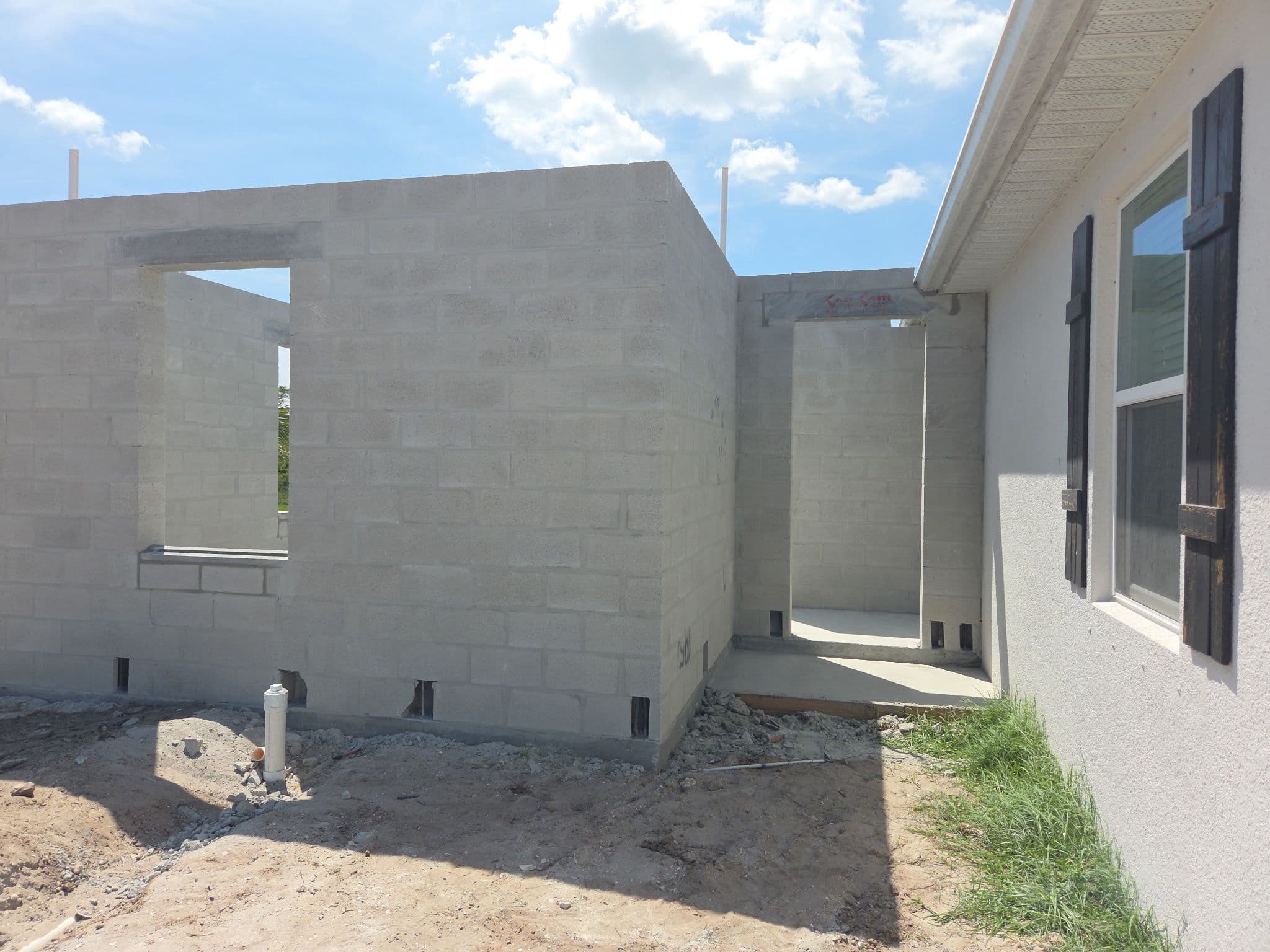 Room addition concrete block exterior walls in North Port FL